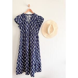 J.Crew Factory | NWOT Willa Midi Dress Blue White Print | Sz 14